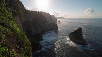 Bali Nusa Penida Island Indonesia Beautiful Nature Beach Banah Cliff Morning Sunrise Time Lapse video