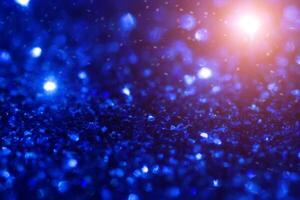 Blue Sparkling Glitter bokeh Background. photo