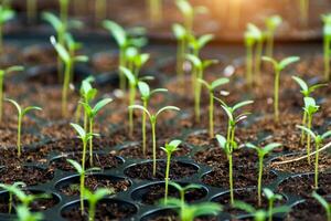 Sprout seeds of marigolds are grown. photo