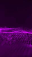 Vertical video - background with an elegant flowing pink digital fractal wave and data particles rippling towards the camera. This abstract technology background animation is full HD and looping.