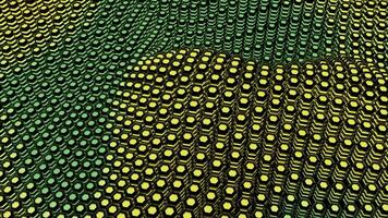 Virtual surface with moving waves from points. Design. 3D wave vibrations on surface of multicolored spots and dots. Colored spots with waves moving on surface photo