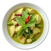 AI generated Green Curry on bowl isolated on white photo