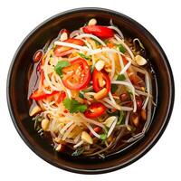 AI generated Refreshing Som Tum - Papaya Salad Isolated on White photo