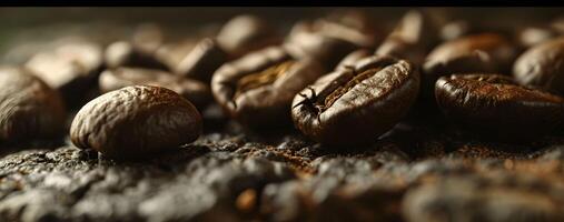 AI generated Elegance Background of Roasted Coffee Beans, Close-Up of Grouped Coffee Beans, A Rich Textural Delight photo