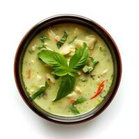 AI generated Green Curry on bowl isolated on white photo