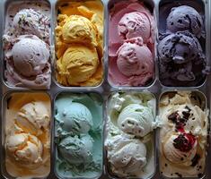 AI generated Variety of Chocolate Mint Ice Cream - Six Colorful Isolated Ice Creams for a Delightful Summer Treat photo