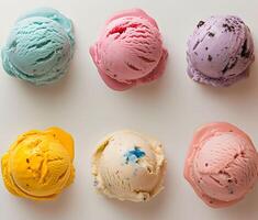 AI generated Variety of Chocolate Mint Ice Cream - Six Colorful Isolated Ice Creams for a Delightful Summer Treat photo