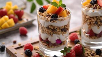 AI generated Ramadan Fruit Parfait - Layers of Sweetness and Wholesome Goodness photo