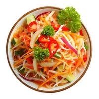 AI generated Refreshing Som Tum - Papaya Salad Isolated on White photo