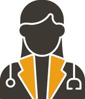 Female Doctor Glyph Two Colour Icon vector