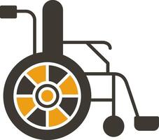 rueda silla glifo dos color icono vector