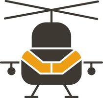 militar helicóptero glifo dos color icono vector