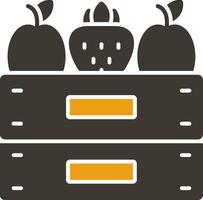 Fruta caja glifo dos color icono vector