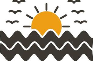 Sunset Glyph Two Colour Icon vector