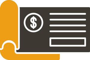 Bank Check Glyph Two Colour Icon vector