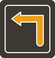 Turn Left Glyph Two Colour Icon vector