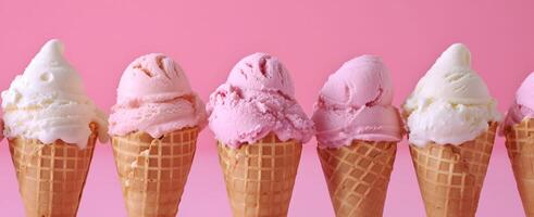AI generated Grid of Waffle Ice Cream Cones - A Visual Feast of Flavors and Textures photo