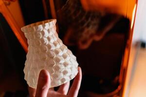 Resin 3d printed vase, detail and precision with a sla 3d printer photo