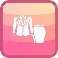 mujer traje glifo cuadrar de colores icono vector