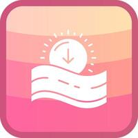 Sunset Glyph Squre Colored Icon vector