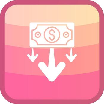 Decrease Glyph Squre Colored Icon vector