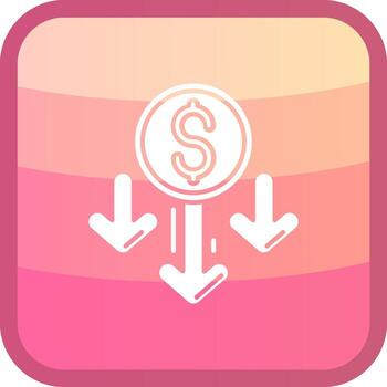 Decrease Glyph Squre Colored Icon vector
