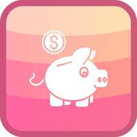 cerdito banco glifo cuadrar de colores icono vector