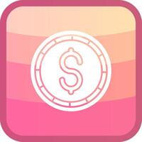 Dollar coin Glyph Squre Colored Icon vector