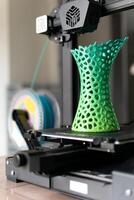 3d printing of a vase with multicolored pla filament photo