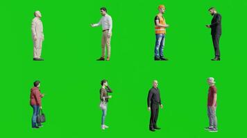 Green Screen Group of 3D Worker Standing with Different Occupation video