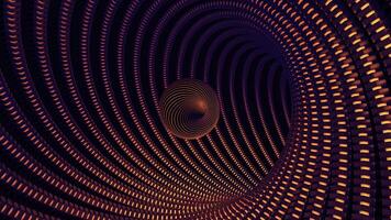 Abstract sphere flying inside dotted tunnel, seamless loop. Design. Beautiful ball moving inside digital colorful corridor. photo