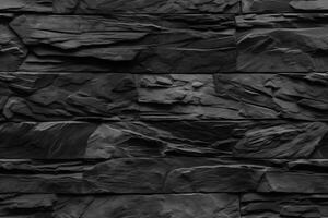 AI generated Seamless texture of dark grey black slate tile wall, neural network generated image photo