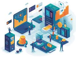 AI generated Bitcoin crypto farm dealing with bitcoin mining photo