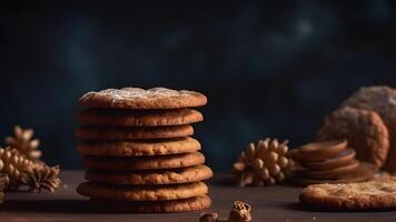 AI generated Stack of Christmas cinnamon cookies, neural network generated image photo