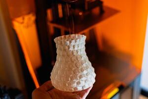 Resin 3d printed vase, detail and precision with a sla 3d printer photo