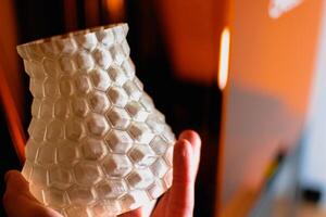 Resin 3d printed vase, detail and precision with a sla 3d printer photo