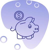 cerdito banco degradado burbuja icono vector