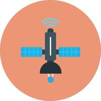 satélite plano circulo icono vector