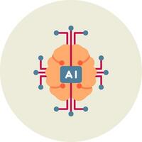 Artificial Intelligence Flat Circle Icon vector