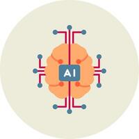 Artificial Intelligence Flat Circle Icon vector