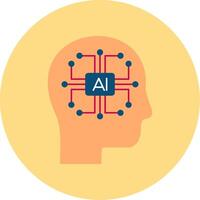 Artificial Intelligence Flat Circle Icon vector