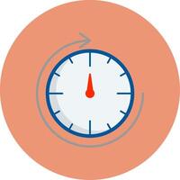 Round Clock Flat Circle Icon vector