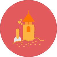 Sand Castle Flat Circle Icon vector