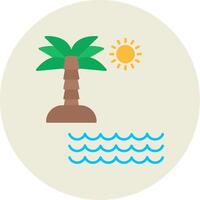 Beach Flat Circle Icon vector