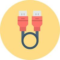 Usb Cable Flat Circle Icon vector