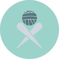 Knitting Needles Flat Circle Icon vector