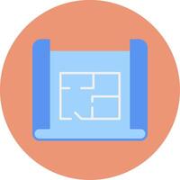 Blue Print Flat Circle Icon vector