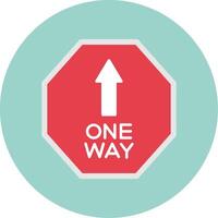 One Way Flat Circle Icon vector