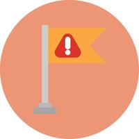 Warning Flag Flat Circle Icon vector