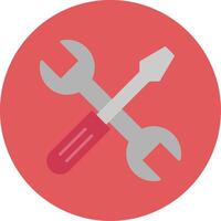 Cross Wrench Flat Circle Icon vector